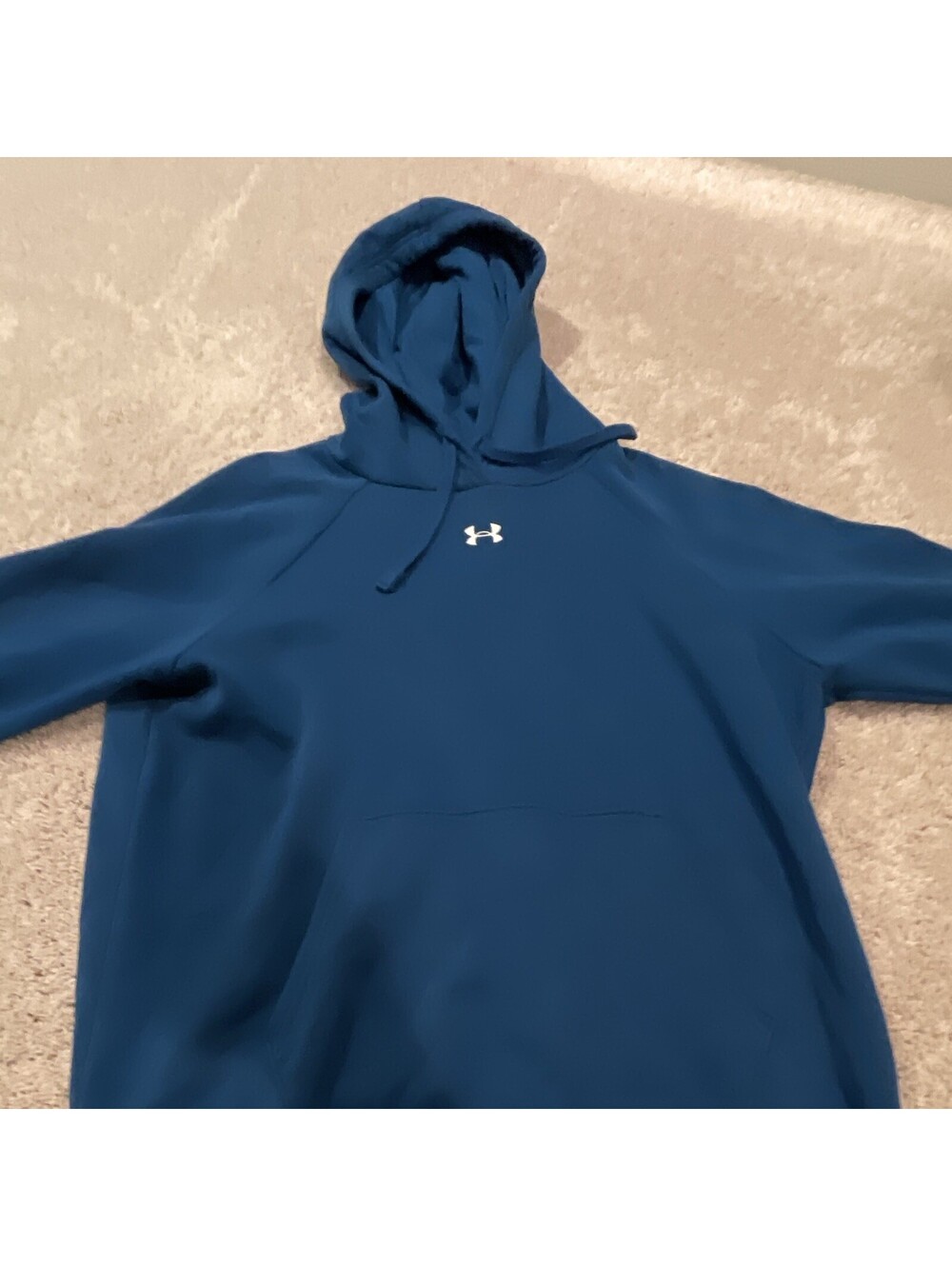 Under Armour Men's Blue Pullover Hoodie Logo Pockets Drawstring Size M